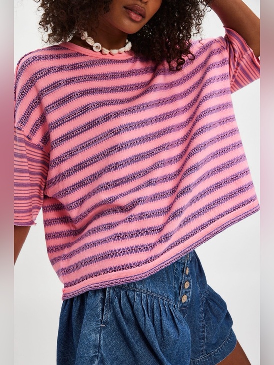 We The Free Tops - We The Free Summer Stripe Tee Neon Taffy Overdye